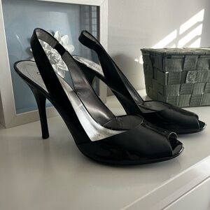 Guess Glossy Black Slingback Heels